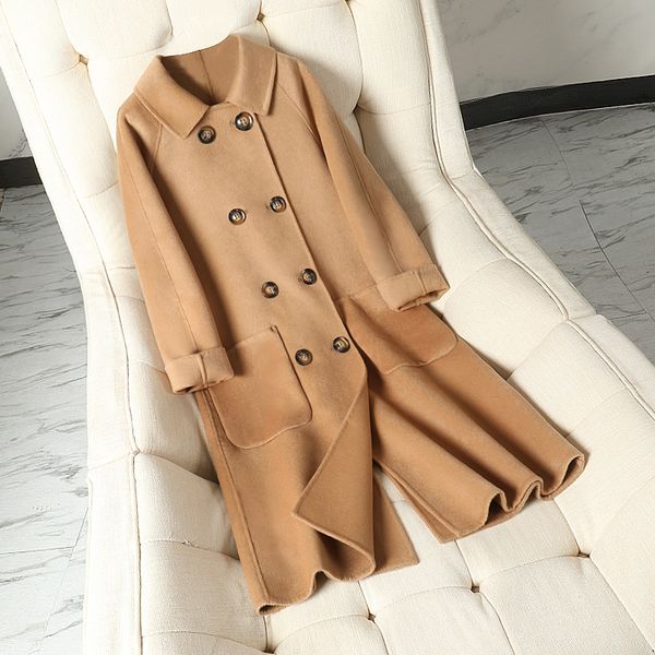 doll collar double breasted wool coat elegant solid color mid-length women coats 2020 female autumn winter warm coats, Black
doll collar double breasted wool coat elegant solid color mid-length women coats 2020 female autumn winter warm coats, Black