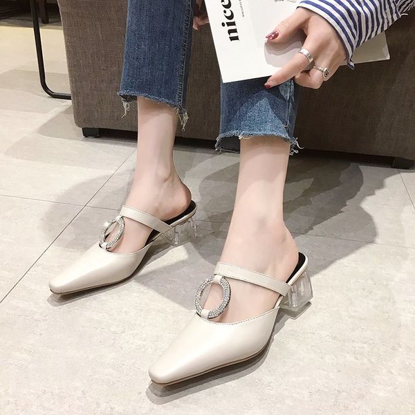 summer 2020 new style rhinestone temperament pointed outer wear lazy slippers thick heel baotou sandals and slippers female x311, Black
summer 2020 new style rhinestone temperament pointed outer wear lazy slippers thick heel baotou sandals and slippers female x311, Black
