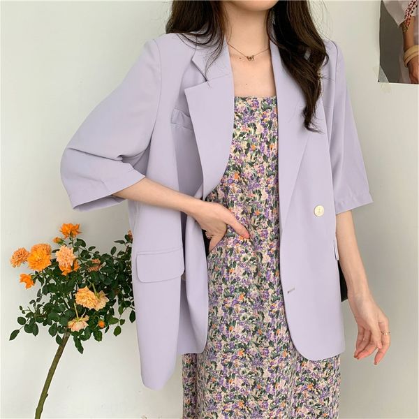2020 summer new korean style all-match multi-color short thin loose seven-quarter sleeve suit coat women's short coat, White;black
2020 summer new korean style all-match multi-color short thin loose seven-quarter sleeve suit coat women's short coat, White;black