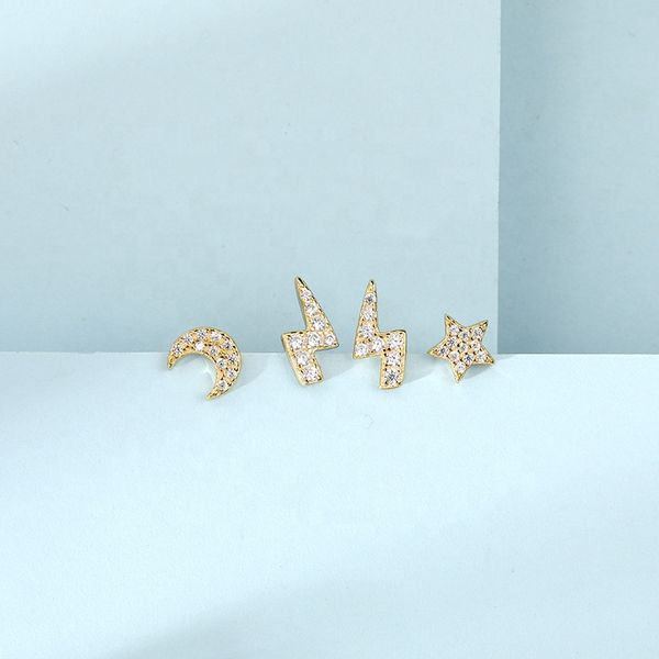 2020 fashion jewelry tiny stud earrings 925 silver lighting thunder earrings for women 10 pairs per lot, Golden
2020 fashion jewelry tiny stud earrings 925 silver lighting thunder earrings for women 10 pairs per lot, Golden