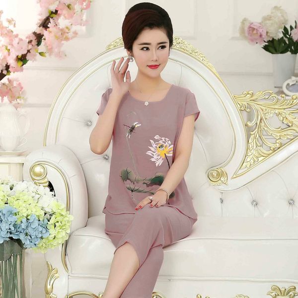 spring summer middle aged women mom put pajama l cotton linen cotton pajamas women's short-sleeved capri pants pajamas suit, Blue;red
spring summer middle aged women mom put pajama l cotton linen cotton pajamas women's short-sleeved capri pants pajamas suit, Blue;red