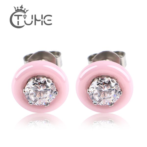 stud round pink black white ceramic earrings for women big crystal cz jewelry wedding wholesale, Golden;silver
stud round pink black white ceramic earrings for women big crystal cz jewelry wedding wholesale, Golden;silver
