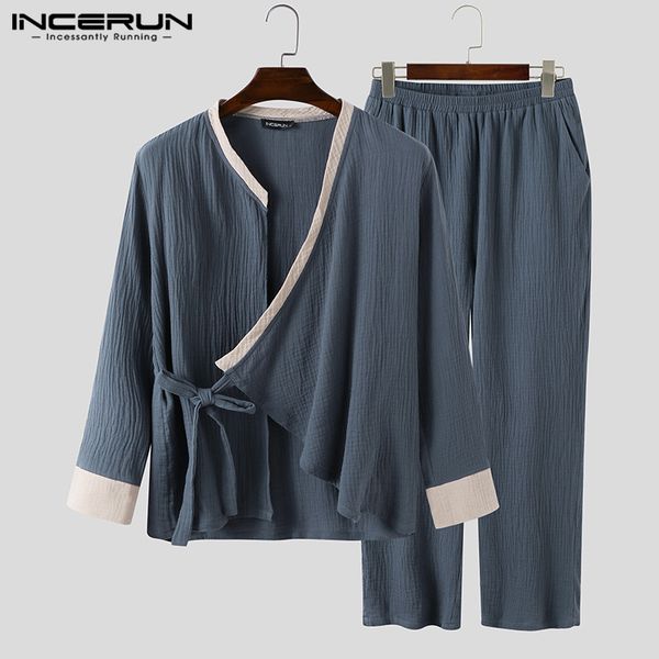 men pajamas sets cotton patchwork long sleeve homewear kimono v neck lace up comfy nightwear pants men sleepwear sets incerun, Black;brown
men pajamas sets cotton patchwork long sleeve homewear kimono v neck lace up comfy nightwear pants men sleepwear sets incerun, Black;brown