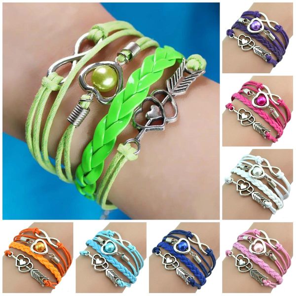 charm bracelets love heart pearl friendship infinity leather bracelet, Golden;silver
charm bracelets love heart pearl friendship infinity leather bracelet, Golden;silver