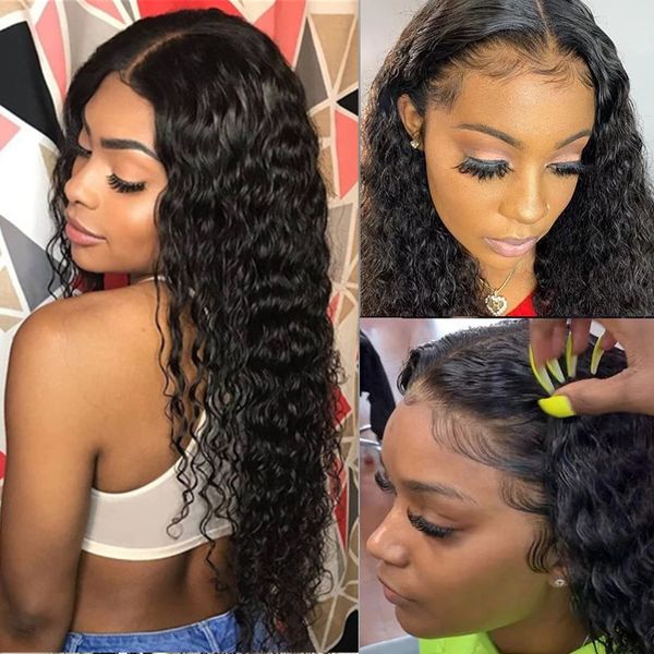 26 inch 13x4 deep wave lace front human hair wigs pre plucked brazilian 4x4 lace closure wig for women, Black
26 inch 13x4 deep wave lace front human hair wigs pre plucked brazilian 4x4 lace closure wig for women, Black