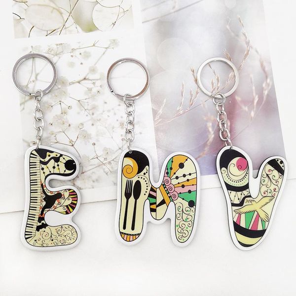 creative trend twenty six english alphabet acrylic abstract painting background keychain pendant bag car key accessories, Silver
creative trend twenty six english alphabet acrylic abstract painting background keychain pendant bag car key accessories, Silver