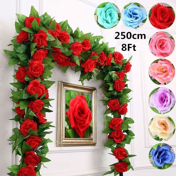 8ft long artificial silk rose flower leaf 2.4m vines fake hanging garland plants for wedding party home outdoor garden decor hot
8ft long artificial silk rose flower leaf 2.4m vines fake hanging garland plants for wedding party home outdoor garden decor hot