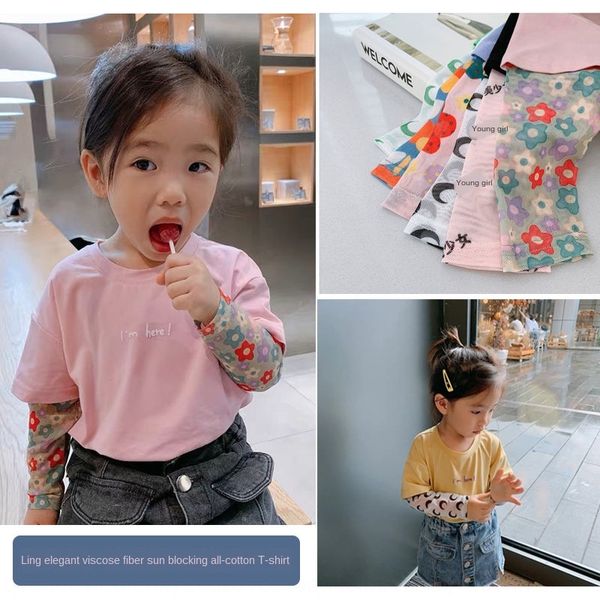 girls' short-sleeved summer children's fake two-piece elegant style t-shirt long-sleeved sun-proof t-shirt baby ice silk thin, Blue
girls' short-sleeved summer children's fake two-piece elegant style t-shirt long-sleeved sun-proof t-shirt baby ice silk thin, Blue