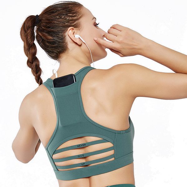 new back pocket sports bra shockproof breathable mesh splicing sports underwear yoga suit for women running training fitness bra, White;black
new back pocket sports bra shockproof breathable mesh splicing sports underwear yoga suit for women running training fitness bra, White;black