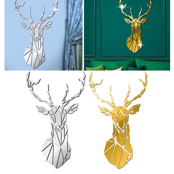 2pack diy deer acrylic mirror decal vinyl mural wall sticker decorative