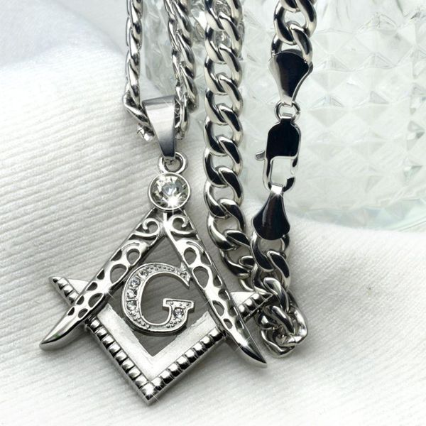 men white gold tone stainless steel asonry masonic mason pendant chain necklace n242-361, Silver
men white gold tone stainless steel asonry masonic mason pendant chain necklace n242-361, Silver