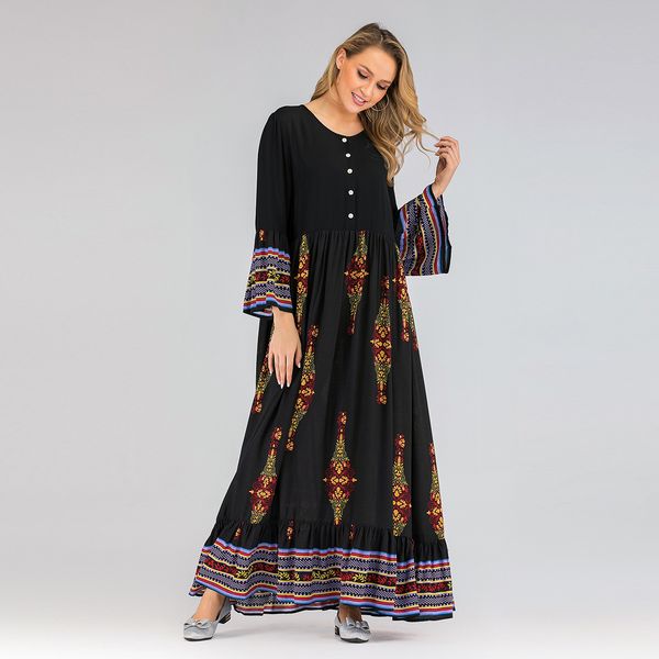 new arrival selling plus size casual loose style floral printed dress long sleeve printed dress, White;black
new arrival selling plus size casual loose style floral printed dress long sleeve printed dress, White;black