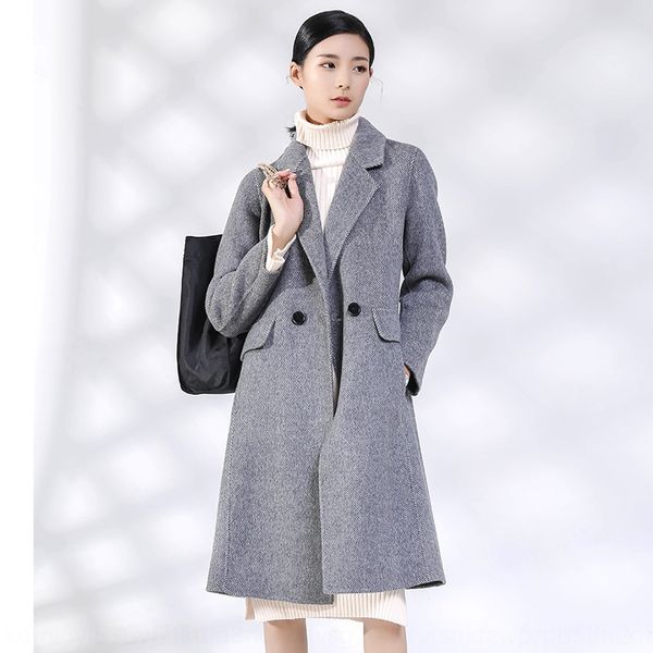 eeo1h 2019 autumn and winter new double-sided woolen for women korean style coat woolwool wool high-end double-breasted herringbone long woo, Black 
eeo1h 2019 autumn and winter new double-sided woolen for women korean style coat woolwool wool high-end double-breasted herringbone long woo, Black