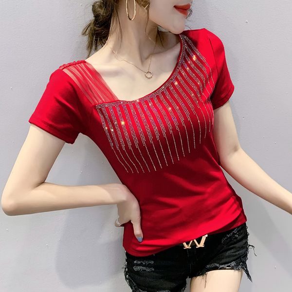 summer new fashion oblique shoulder drill t-shirt women fashion casual short sleeve women and shirt plus size vlusas, White
summer new fashion oblique shoulder drill t-shirt women fashion casual short sleeve women and shirt plus size vlusas, White