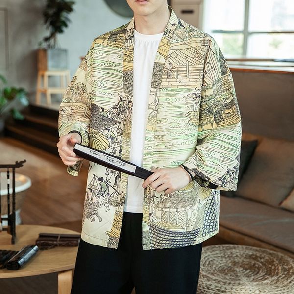 2020 new coat chinese style robe men's short-sleeved hanfu cardigan kimono sunscreen casual coat for men, Tan;black
2020 new coat chinese style robe men's short-sleeved hanfu cardigan kimono sunscreen casual coat for men, Tan;black