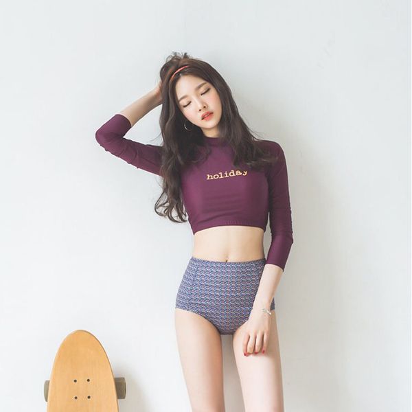 new wine red purple diving suit triangle split swimsuit female conservative high waist sunscreen long sleeve swimsuit quick dry, White;black
new wine red purple diving suit triangle split swimsuit female conservative high waist sunscreen long sleeve swimsuit quick dry, White;black