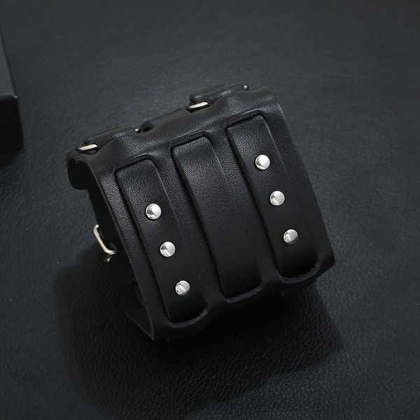 new rivet punk wide leather cowhide bracelet exaggerated personality men's leather bracelet hand strap, Black
new rivet punk wide leather cowhide bracelet exaggerated personality men's leather bracelet hand strap, Black