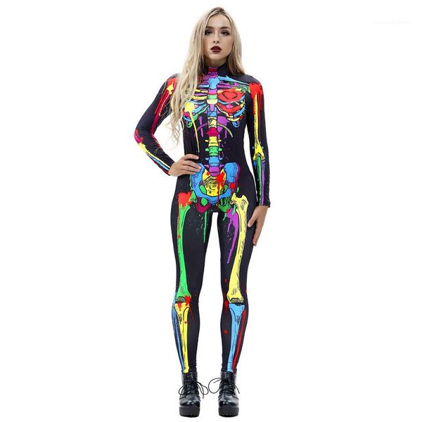 skinny halloween long sleeve o neck womens catsuit costumes capris skull 3d floral womens costumes skeleton, Black
skinny halloween long sleeve o neck womens catsuit costumes capris skull 3d floral womens costumes skeleton, Black