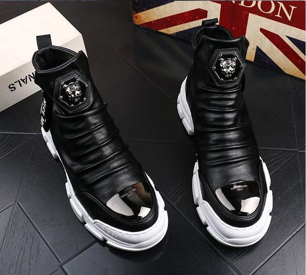 white spring and autumn new england korean casual hip hop men's shoes thick bottom high shoes shoes fashion martin boots f66 01, Black
white spring and autumn new england korean casual hip hop men's shoes thick bottom high shoes shoes fashion martin boots f66 01, Black