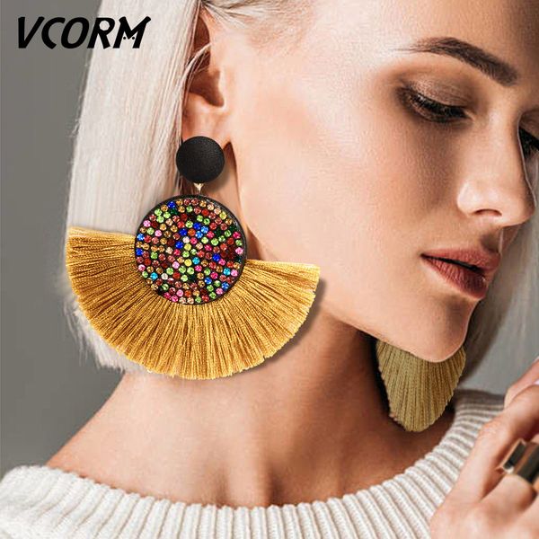 vcorm bohemian tassel big earrings for women fashion rhinestones handmade geometric tassels drop earrings women boho jewelry, Silver
vcorm bohemian tassel big earrings for women fashion rhinestones handmade geometric tassels drop earrings women boho jewelry, Silver