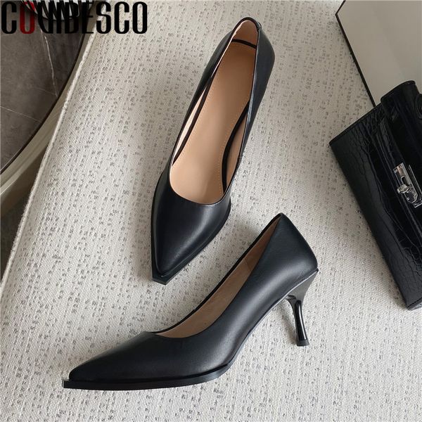 covibesco elegant pointed toe handmade shoes for women genuine leather fashion shallow high heels pumps wedding shoes woman, Black 
covibesco elegant pointed toe handmade shoes for women genuine leather fashion shallow high heels pumps wedding shoes woman, Black