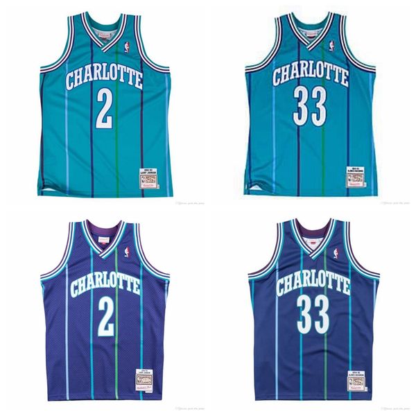 

men larry johnson 2 1992-93 authentic jersey charlotte hornets alternate 1992-93 1994-95 alonzo mourning 33 jersey, Black;red