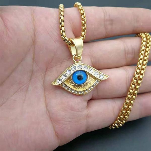hip hop iced out cubic zirconia eye pendant necklace blue turkish jewelry for women's mens charm amulet gift xl1671n, Silver
hip hop iced out cubic zirconia eye pendant necklace blue turkish jewelry for women's mens charm amulet gift xl1671n, Silver
