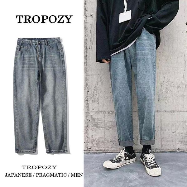 men's jeans korean straight fashion solid color retro casual men streetwear wild hip-hop loose denim trousers mens -3xl, Blue
men's jeans korean straight fashion solid color retro casual men streetwear wild hip-hop loose denim trousers mens -3xl, Blue