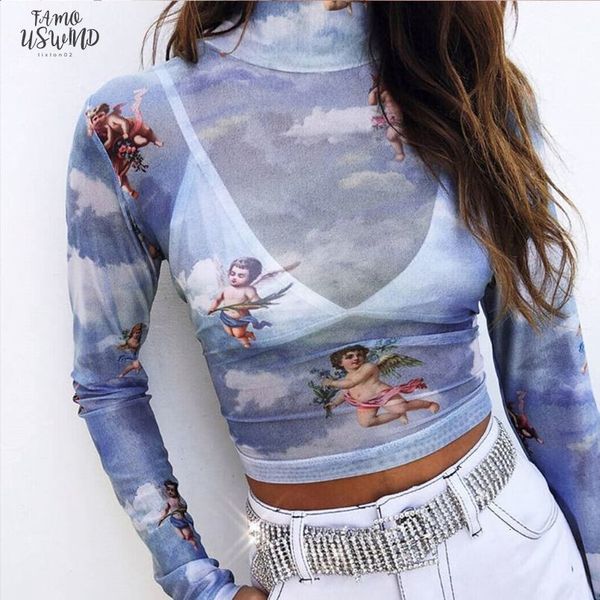 women t shirt see through transparent mesh long sleeve sheer slim ladies turtleneck angel printed polyester women tshirt, White
women t shirt see through transparent mesh long sleeve sheer slim ladies turtleneck angel printed polyester women tshirt, White