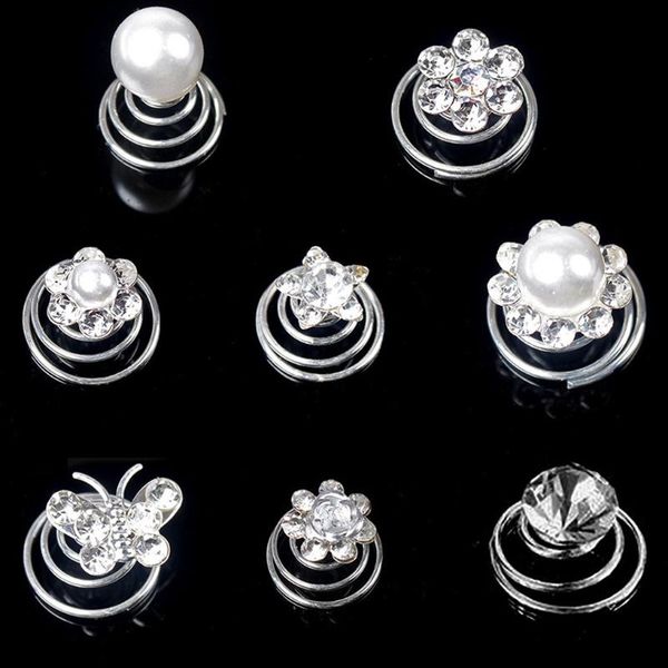 12pcs bridal crystal pearl flower spiral twist hair pins clips wedding jewelry bride headdress women hair accessories, Golden;silver
12pcs bridal crystal pearl flower spiral twist hair pins clips wedding jewelry bride headdress women hair accessories, Golden;silver