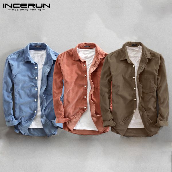 incerun men pure color long sleeve corduroy shirts casual small fresh mens lapel neck button down blouse camisa masculina 2020, White;black
incerun men pure color long sleeve corduroy shirts casual small fresh mens lapel neck button down blouse camisa masculina 2020, White;black