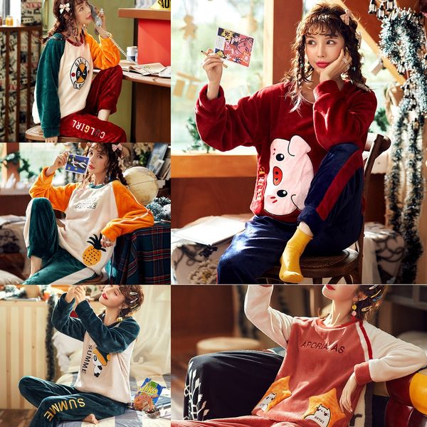 47wjv long-sleeved flannel thickened two-piece korean hipster cute women's winter long-sleeved flannel thickened two-piece women's, Blue;red
47wjv long-sleeved flannel thickened two-piece korean hipster cute women's winter long-sleeved flannel thickened two-piece women's, Blue;red