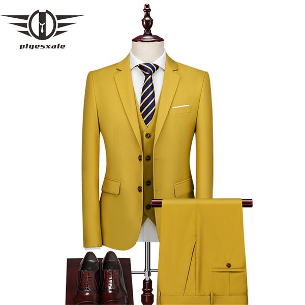 men's suits & blazers plyesxale dark yellow mens wedding elegant dress office men formal costume homme 3 piece luxury casual suit q1020, White;black
men's suits & blazers plyesxale dark yellow mens wedding elegant dress office men formal costume homme 3 piece luxury casual suit q1020, White;black