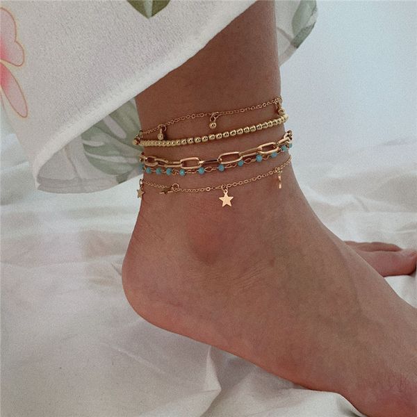 8Sets/Lot Metal Tassel Star Mix Anklet Beaded Five Piece Beach Cross Chains Women Vacation Travel Gift Barefoot Anklets Jewelry, Red;blue
8Sets/Lot Metal Tassel Star Mix Anklet Beaded Five Piece Beach Cross Chains Women Vacation Travel Gift Barefoot Anklets Jewelry, Red;blue