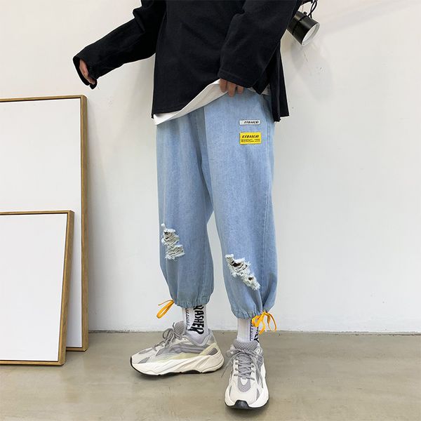 trendy ripped holes beam casual men's pants hong kong fashion brand spring autumn 2020 new jeans korean loose ankle length pants, Blue
trendy ripped holes beam casual men's pants hong kong fashion brand spring autumn 2020 new jeans korean loose ankle length pants, Blue