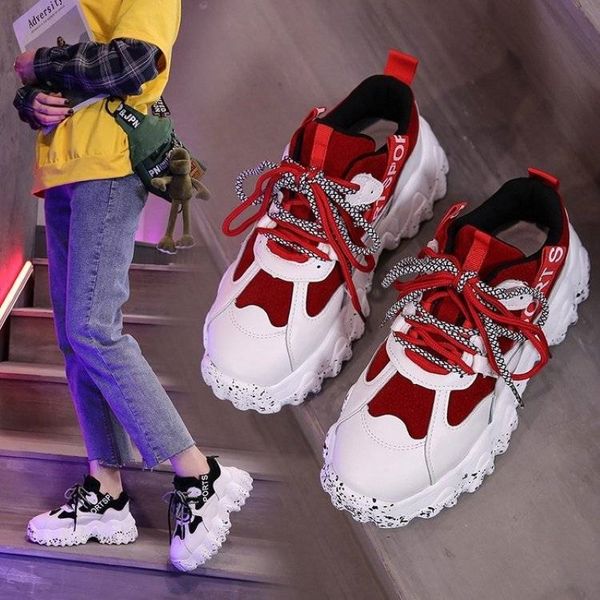 women's sports shoes superfine fiber daddy shoes ins thick bottom muffins 5 colors optional running splash ink sneakers, Black
women's sports shoes superfine fiber daddy shoes ins thick bottom muffins 5 colors optional running splash ink sneakers, Black