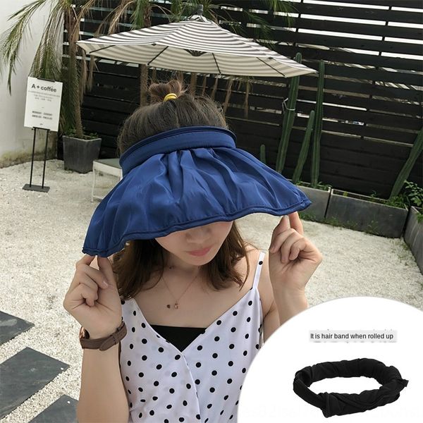 women's sun korean hair band style light foldable hair band empty light plate large eaves beach hat sun hat, Blue;gray
women's sun korean hair band style light foldable hair band empty light plate large eaves beach hat sun hat, Blue;gray