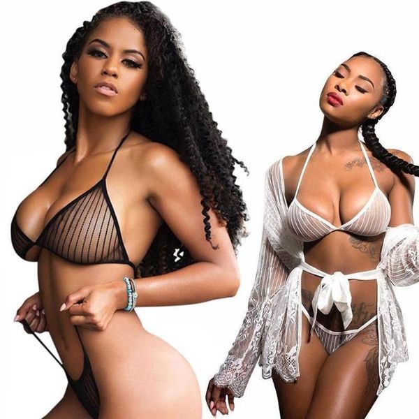 2pcs women lingerie set halter bra g string transparent temptation hollow suit two piece suits swimming wear bikini, White;black
2pcs women lingerie set halter bra g string transparent temptation hollow suit two piece suits swimming wear bikini, White;black
