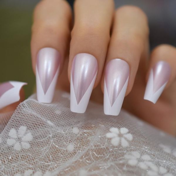false nails pearl shine v shape french fake pre designed white tips fanx ongles long tapered ballerina wedding party decoration, Red;gold
false nails pearl shine v shape french fake pre designed white tips fanx ongles long tapered ballerina wedding party decoration, Red;gold