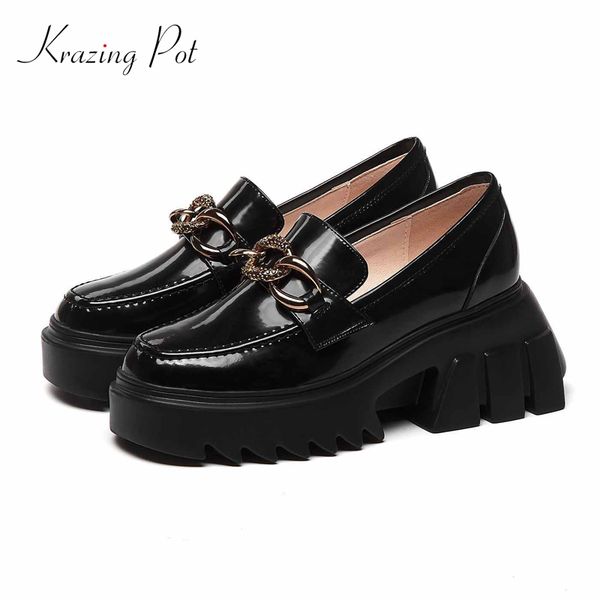 krazing pot british school cow leather waterproof chain decoration high square heel round toe slip on daily wear women pumps l19, Black
krazing pot british school cow leather waterproof chain decoration high square heel round toe slip on daily wear women pumps l19, Black