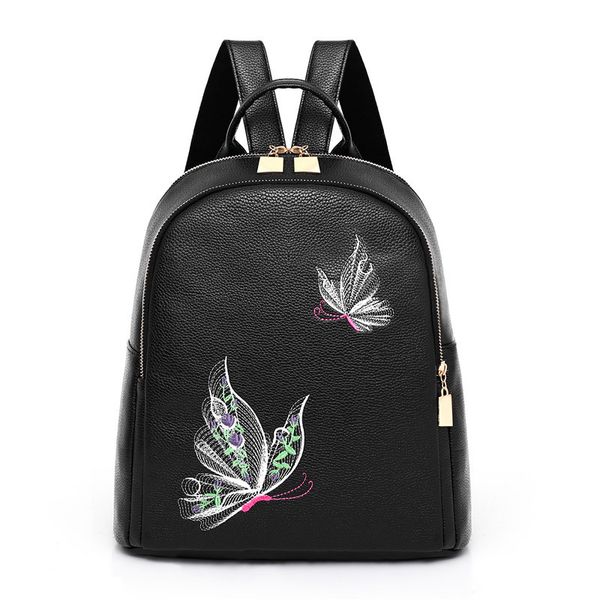 new pu soft leather backpack women's new korean wild college school bag fashion embroidery butterfly travel backpack softback 
new pu soft leather backpack women's new korean wild college school bag fashion embroidery butterfly travel backpack softback