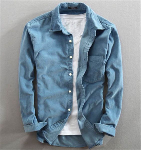 man corduroy shirts fashion lapel long sleeve british style shirt clothes designer spring mlae slim single-breasted casual shirts, White;black
man corduroy shirts fashion lapel long sleeve british style shirt clothes designer spring mlae slim single-breasted casual shirts, White;black