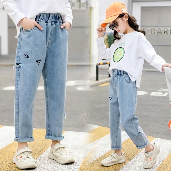 xeqer spring girls' jeans 2020 spring girls' hole-breaking jeans children's panty panty pants medium and large children, Blue
xeqer spring girls' jeans 2020 spring girls' hole-breaking jeans children's panty panty pants medium and large children, Blue