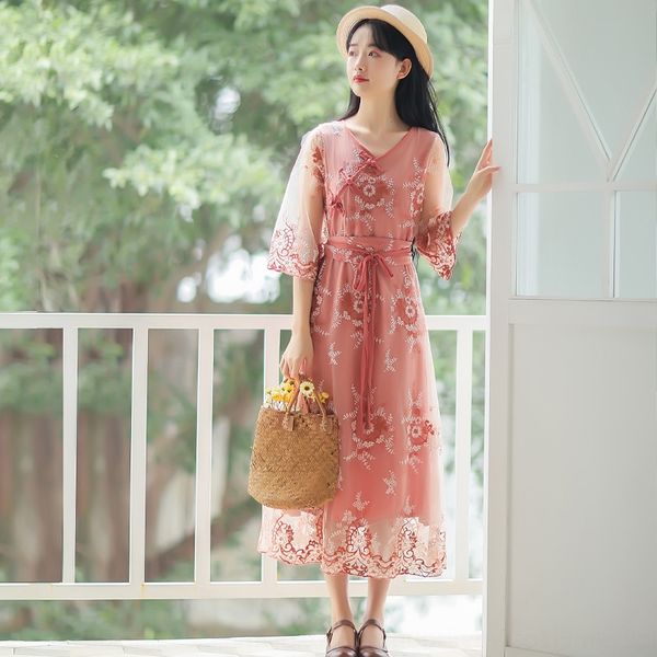 hanfu cheongsam improved dress women's summer chinese style red gauze super fairy long lace lace skirt skirt, Black;gray
hanfu cheongsam improved dress women's summer chinese style red gauze super fairy long lace lace skirt skirt, Black;gray