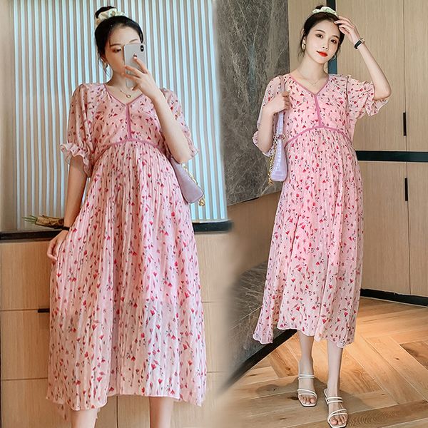 1956# maternity clothes summer chiffon v neck short sleeve loose stylish dress for pregnant women mom dress, White
1956# maternity clothes summer chiffon v neck short sleeve loose stylish dress for pregnant women mom dress, White