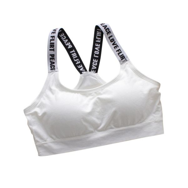 women's stretch yoga sports bra fitness vest letter straps sports bra removable chest pad, White;black
women's stretch yoga sports bra fitness vest letter straps sports bra removable chest pad, White;black