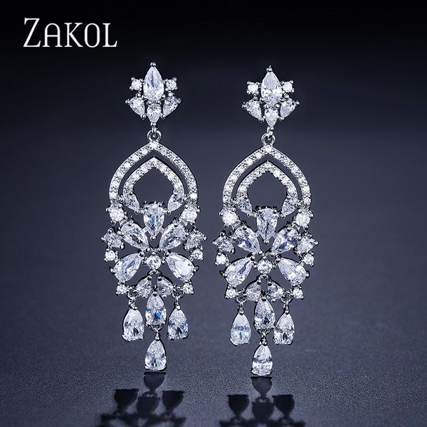 zakol new fashion chandelier shape cz stone women wedding jewelry drop earring dangle brincos wholesale price fsep551, Silver
zakol new fashion chandelier shape cz stone women wedding jewelry drop earring dangle brincos wholesale price fsep551, Silver