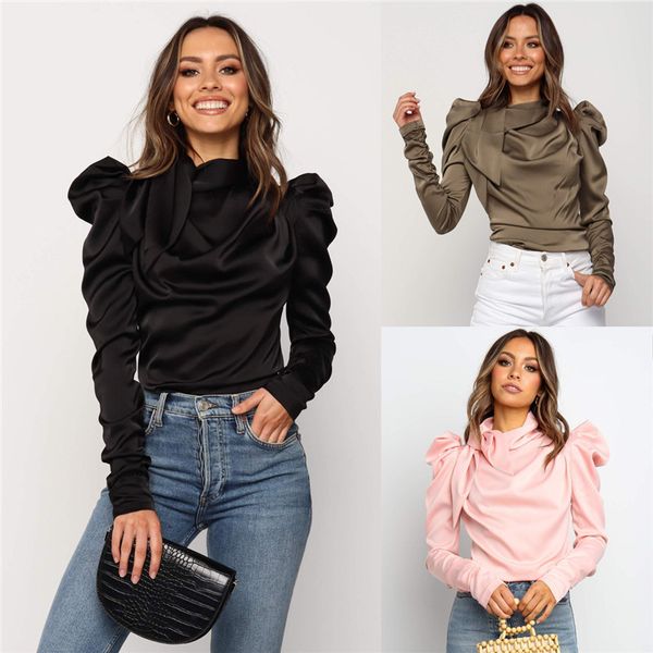 2019 fashion women satin blouses bow neck long sleeve elegant blouse office lady shirts female blusas s-xl slim camisa mujer, Gray 
2019 fashion women satin blouses bow neck long sleeve elegant blouse office lady shirts female blusas s-xl slim camisa mujer, Gray