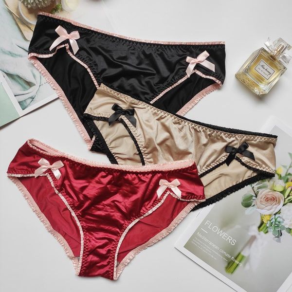 women's panties sp&cit luxury bow underwear vintage solid satin crotch cotton seamless briefs thongs female lingerie, Black;pink
women's panties sp&cit luxury bow underwear vintage solid satin crotch cotton seamless briefs thongs female lingerie, Black;pink