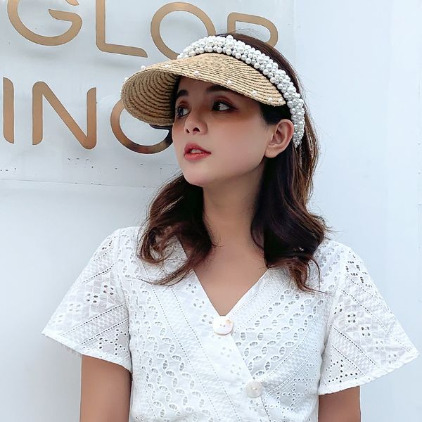 2020 ins pearl panama women's summer hats visors raffia straw hat for women sun protection beach kapelusz female boater mz013, Blue;gray
2020 ins pearl panama women's summer hats visors raffia straw hat for women sun protection beach kapelusz female boater mz013, Blue;gray